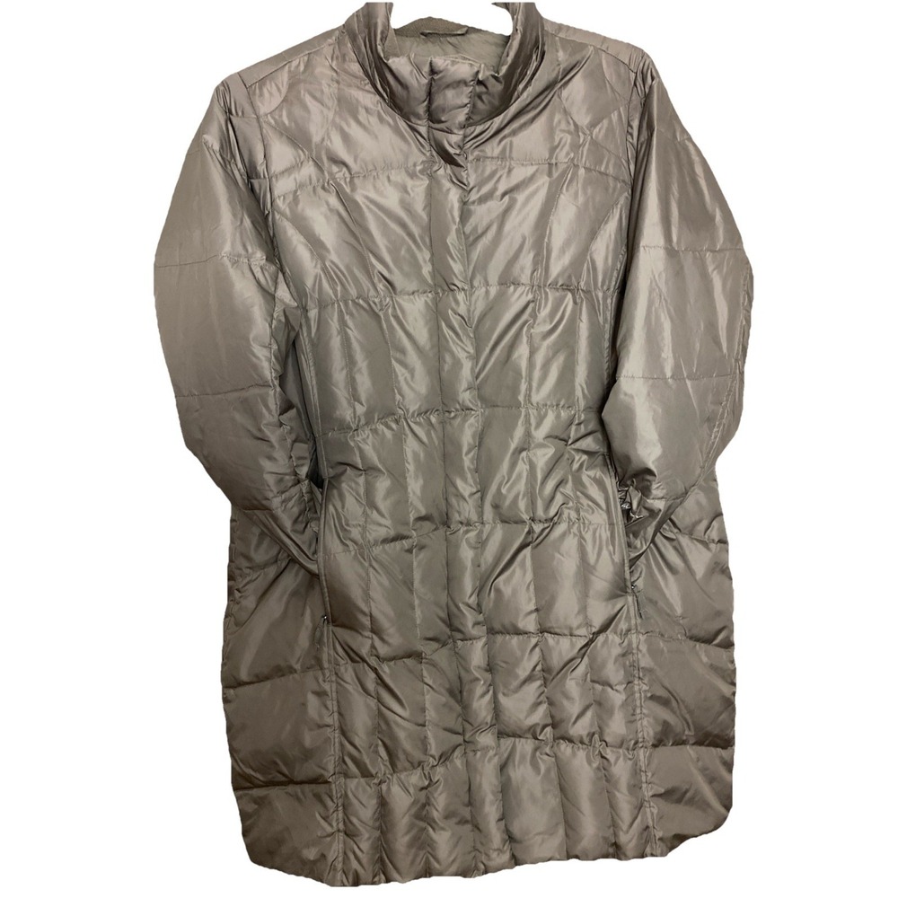 Eddie Bauer Coat Womens 2XL Brown Goose Down Quilted Puffer Long Length Winter